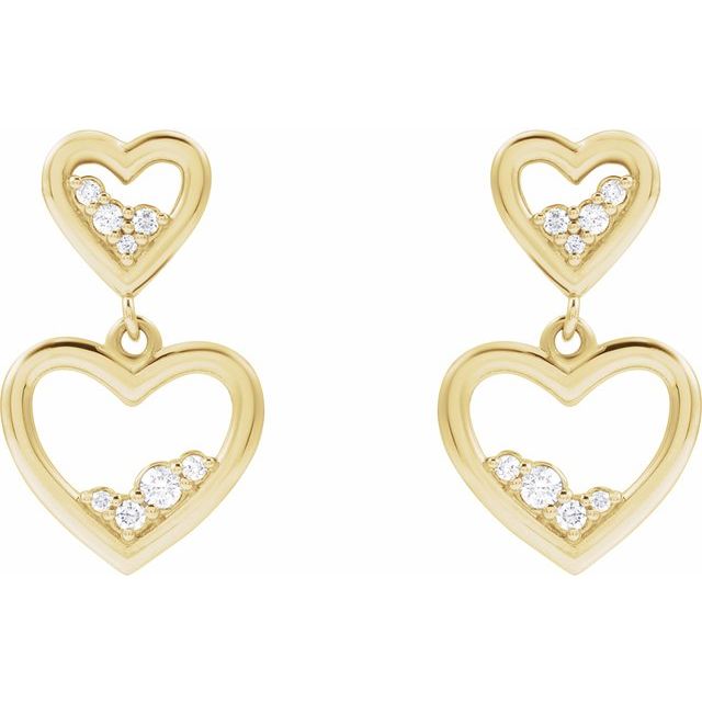 14K Yellow 1/5 CTW Natural Diamond Heart Earrings