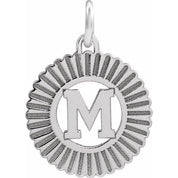 14K White Initial M Pendant