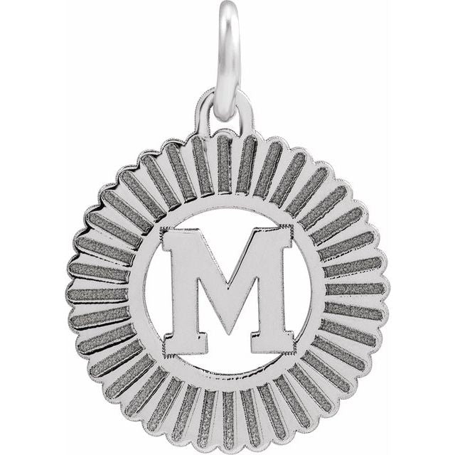 14K White Initial M Pendant