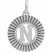 14K White Initial N Pendant