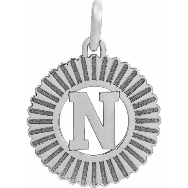 14K White Initial N Pendant
