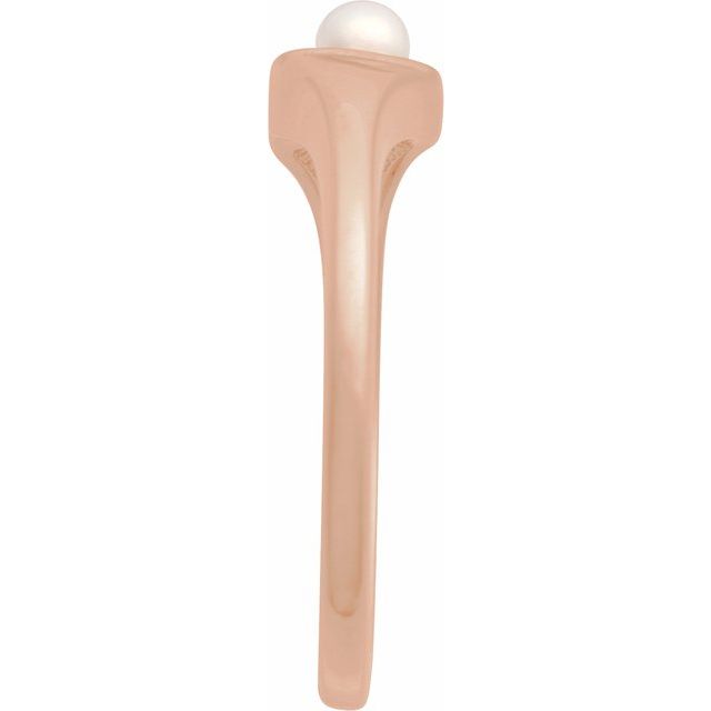 14K Rose Cultured White Akoya Pearl Heart Ring