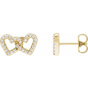 14K Yellow 1/5 CTW Natural Diamond Interlocking Heart Earrings