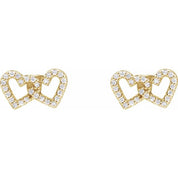 14K Yellow 1/5 CTW Natural Diamond Interlocking Heart Earrings