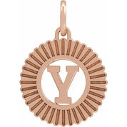14K Rose Initial Y Pendant