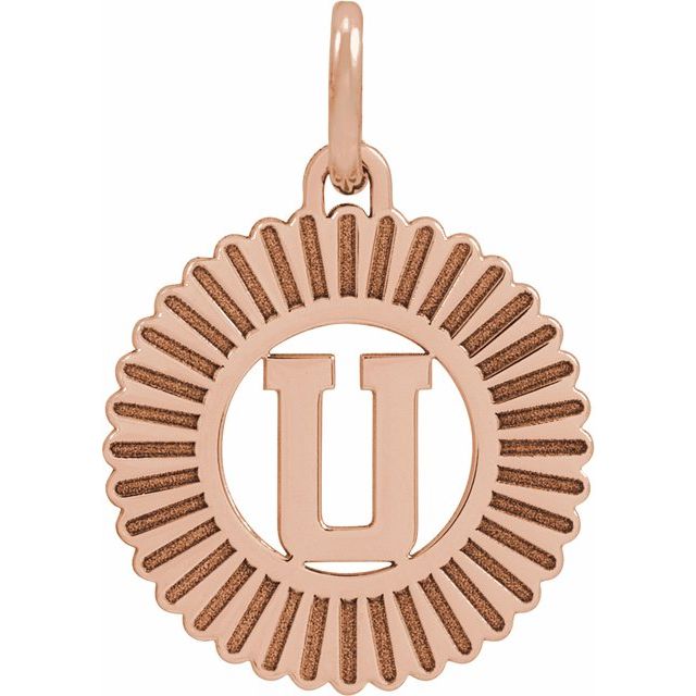 14K Rose Initial U Pendant