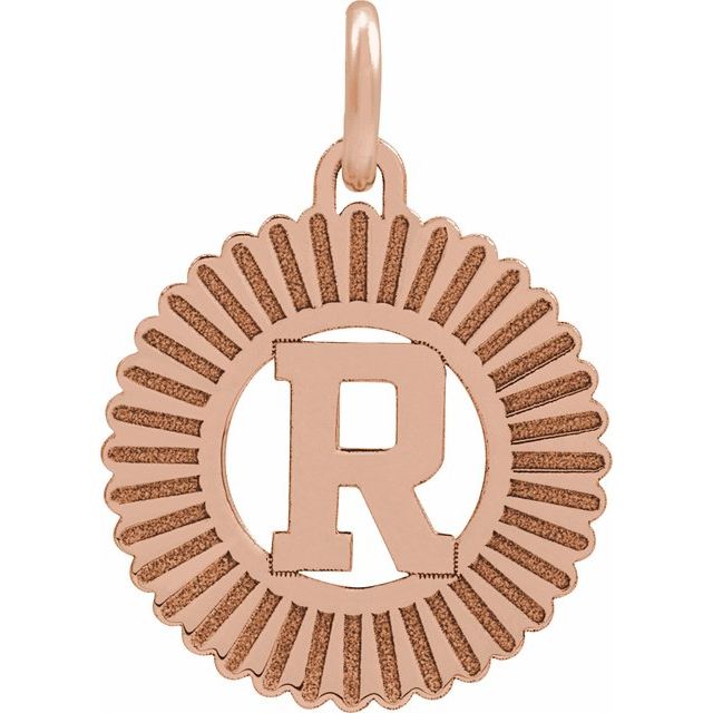 14K Rose Initial R Pendant