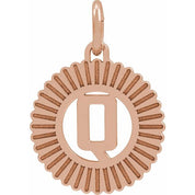 14K Rose Initial Q Pendant