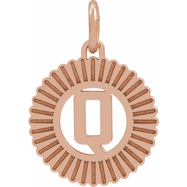 14K Rose Initial Q Pendant