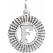 14K White Initial F Pendant