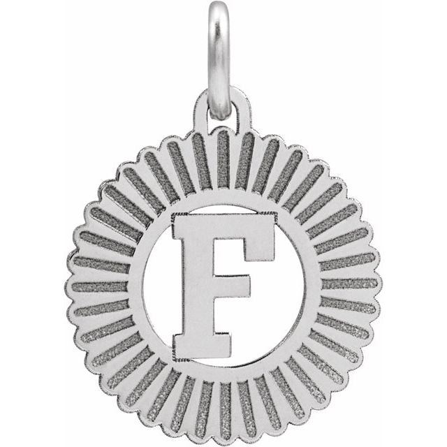 14K White Initial F Pendant