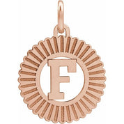 14K Rose Initial F Pendant