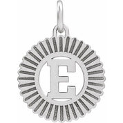 14K White Initial E Pendant