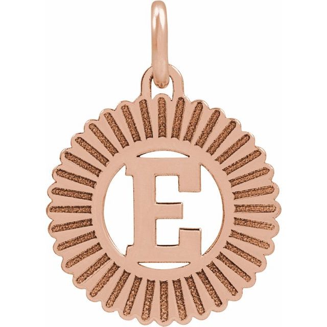 14K Rose Initial E Pendant