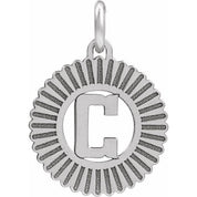 14K White Initial C Pendant