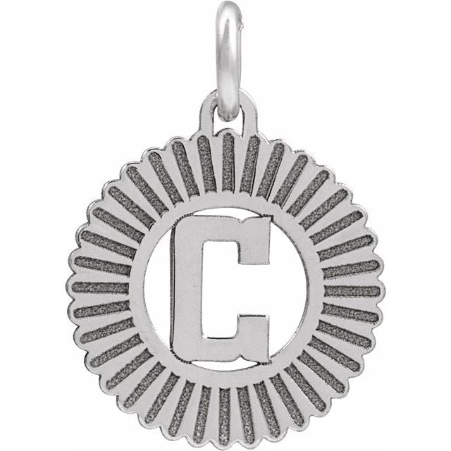 14K White Initial C Pendant
