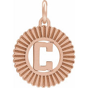 14K Rose Initial C Pendant