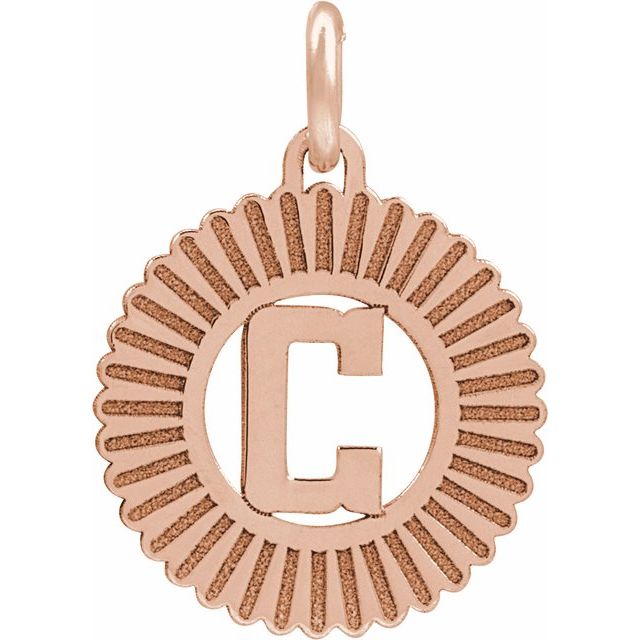 14K Rose Initial C Pendant