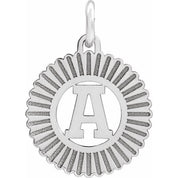 14K White Initial A Pendant