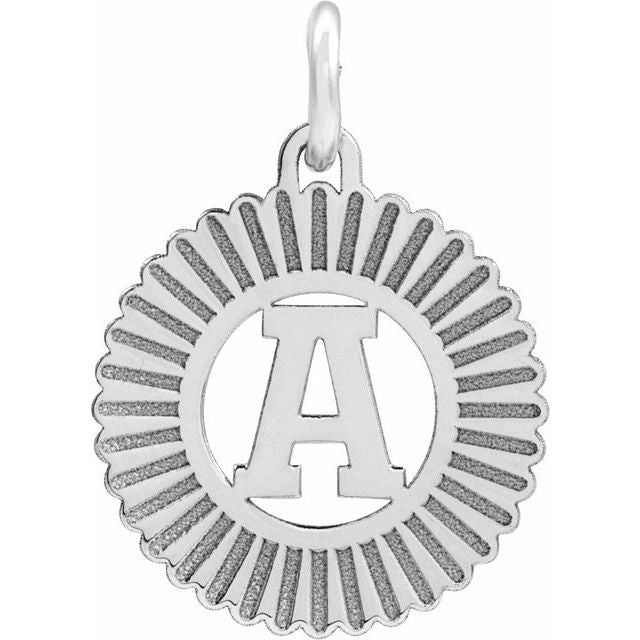 14K White Initial A Pendant
