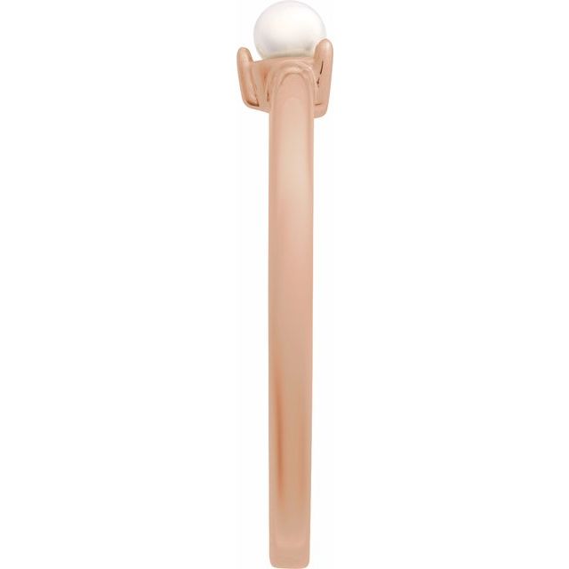 14K Rose Cultured White Seed Pearl Ring