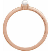14K Rose Cultured White Seed Pearl Ring