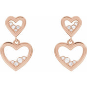 14K Rose 1/5 CTW Natural Diamond Heart Earrings