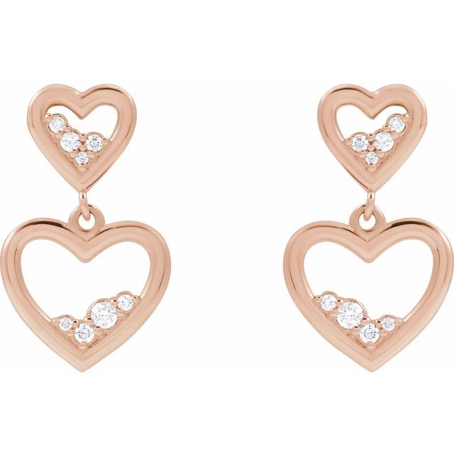 14K Rose 1/5 CTW Natural Diamond Heart Earrings