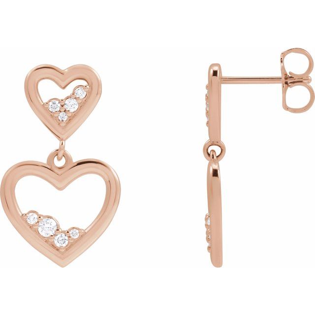 14K Rose 1/5 CTW Natural Diamond Heart Earrings