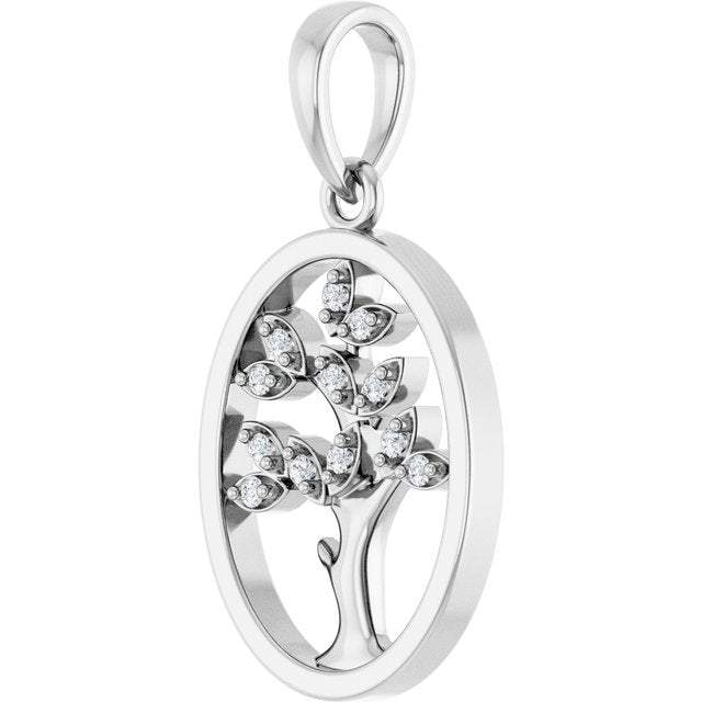 Platinum .06 CTW Natural Diamond Tree of Life Pendant