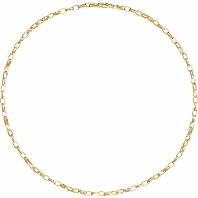 14K Yellow 3.9 mm Puffed Oval Cable 20" Chain