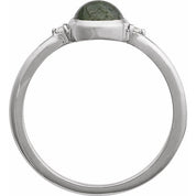 14K White Natural Moss Agate & .03 CTW Natural Diamond Ring
