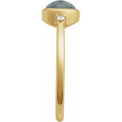 14K Yellow Natural Moss Agate & .03 CTW Natural Diamond Ring