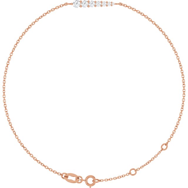 14K Rose 1/4 CTW Natural Diamond Graduated 6 1/2-7 1/2" Bracelet