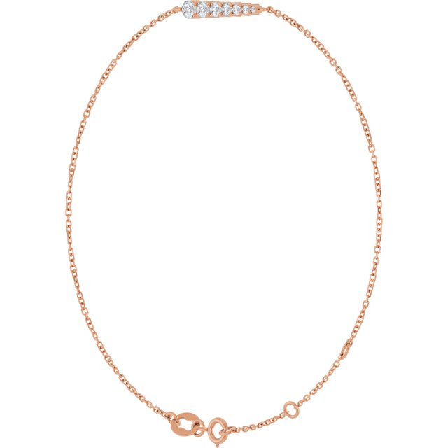 14K Rose 1/4 CTW Natural Diamond Graduated 6 1/2-7 1/2" Bracelet