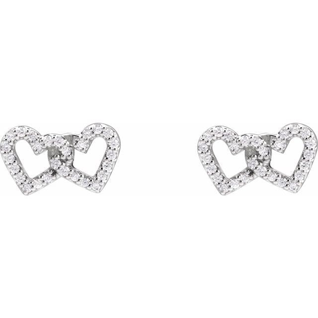 14K White 1/5 CTW Natural Diamond Interlocking Heart Earrings