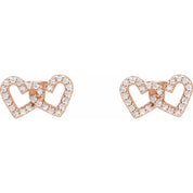 14K Rose 1/5 CTW Natural Diamond Interlocking Heart Earrings