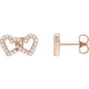 14K Rose 1/5 CTW Natural Diamond Interlocking Heart Earrings