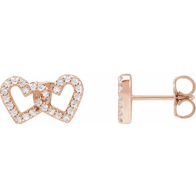 14K Rose 1/5 CTW Natural Diamond Interlocking Heart Earrings