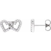 14K White 1/5 CTW Natural Diamond Interlocking Heart Earrings