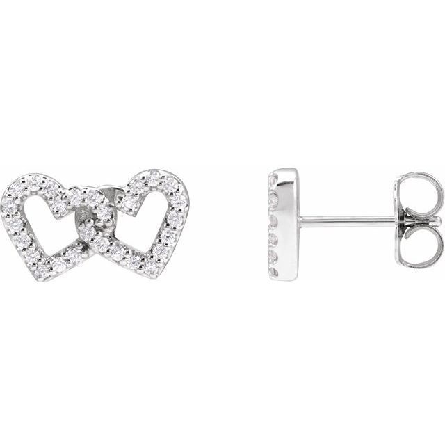 14K White 1/5 CTW Natural Diamond Interlocking Heart Earrings