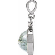 14K White 8 mm Natural Moss Agate & .03 CTW Natural Diamond Pendant