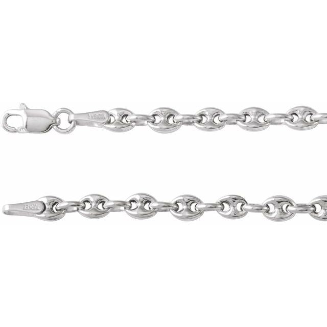 Sterling Silver 3.8 mm Hollow Puffed Anchor 20" Chain