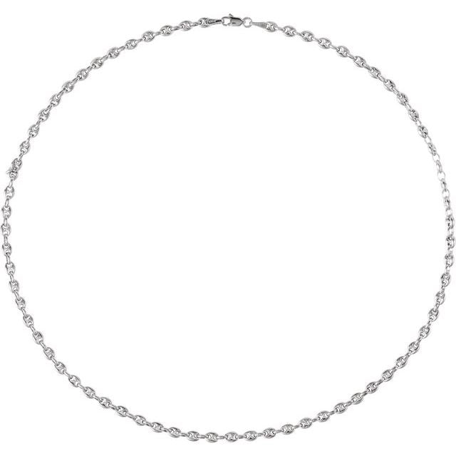 Sterling Silver 3.8 mm Hollow Puffed Anchor 16" Chain