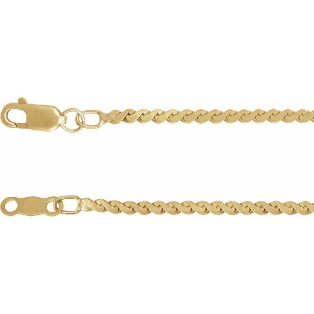 14K Yellow 1.7 mm Serpentine 7" Chain