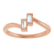 14K Rose 1/8 CTW Natural Diamond Two Stone Ring