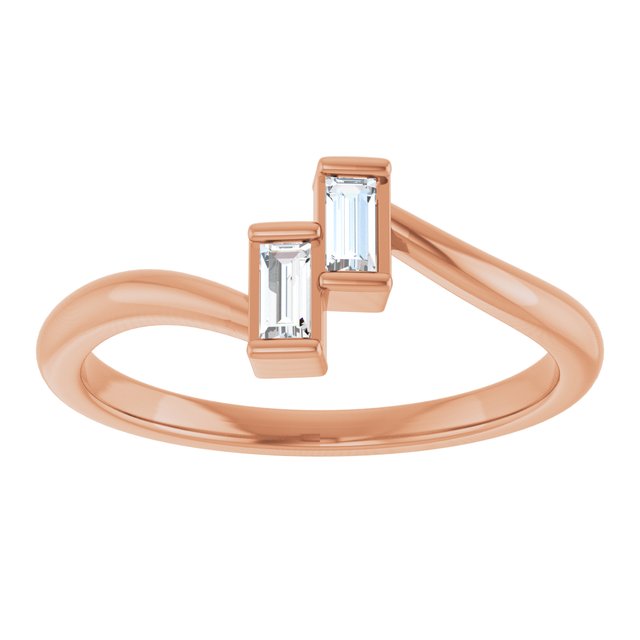 14K Rose 1/8 CTW Natural Diamond Two Stone Ring