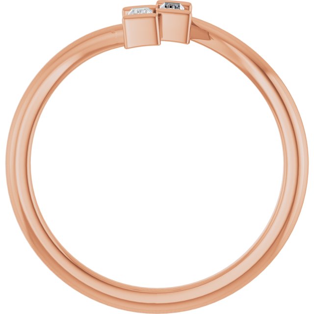 14K Rose 1/8 CTW Natural Diamond Two Stone Ring