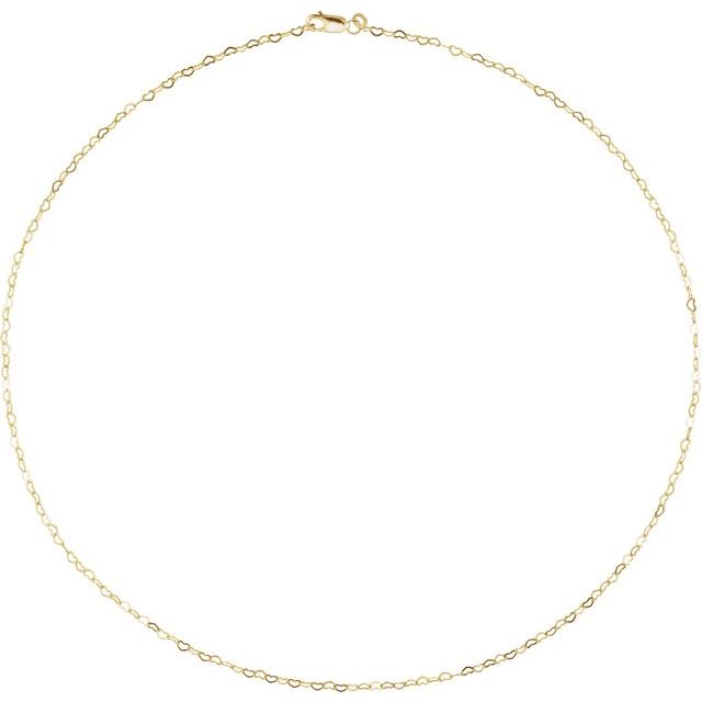 14K Yellow 1.9 mm Heart 18" Chain