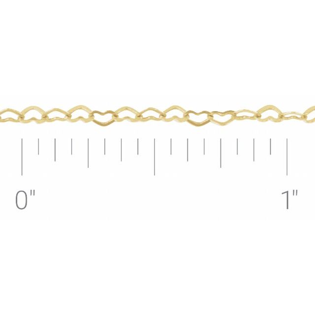 14K Yellow 1.9 mm Heart Chain by the Inch